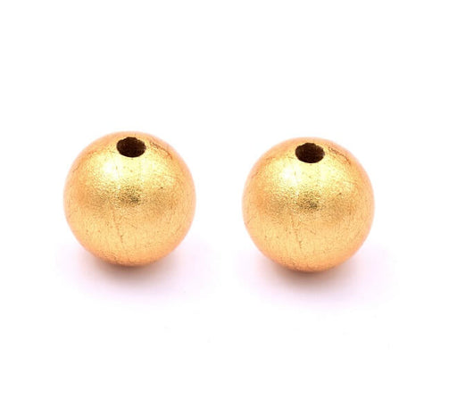 Kaufen Sie Perlen in der Schweiz Runde Holzperle vergoldet mit Blattgold 20mm - Loch: 3mm (2)