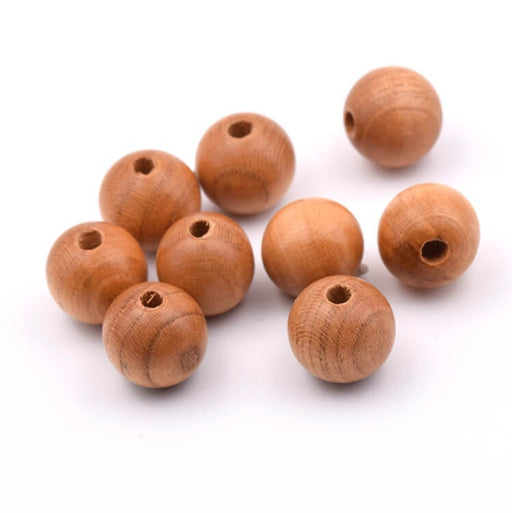 Perle ronde en bois 12mm - Trou 2mm (30)