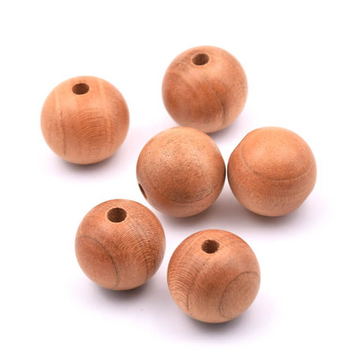 Perle ronde en bois 15mm - Trou 2mm (20)