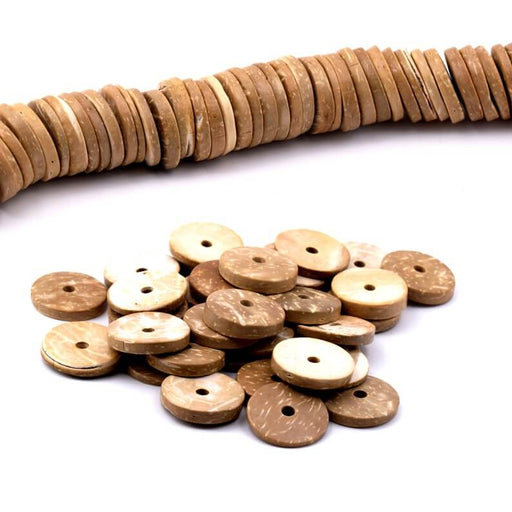 Achat Perles heishi en noix de coco beige 22x4-5mm - Trou: 3mm (100)