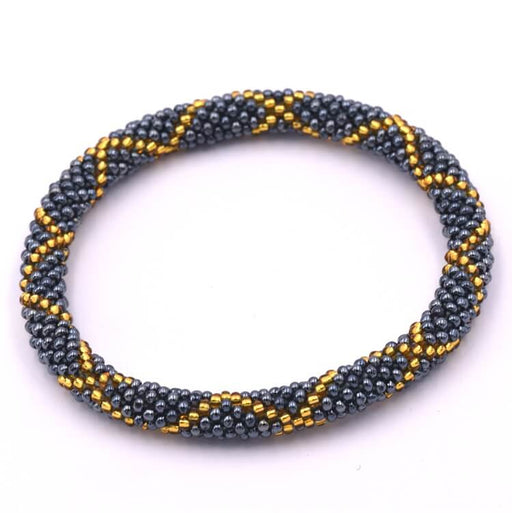 Achat Bracelet jonc crocheté Népalais light topaz et montana 65mm (1)