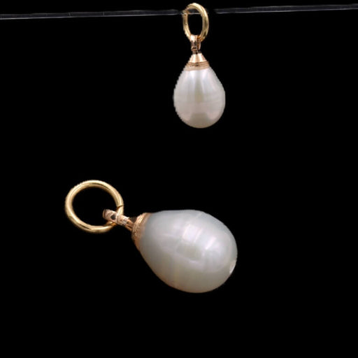 Pendentif Perle d'Eau Douce ovale Baroque - 10mm avec anneau