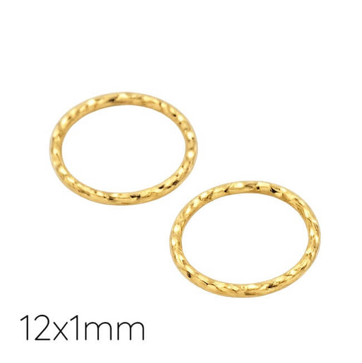 Anneaux connecteurs fermés - laiton doré clair strié qualité 12x1mm - diam int : 10mm