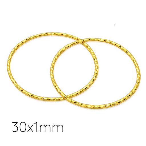 Anneaux connecteurs fermés - laiton doré jaune strié qualité 30x1mm - diam int : 28mm