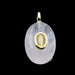 Pendentif ovale en cristal de quartz avec œil en zircon 18 mm - Trou : 1,8 mm (1)