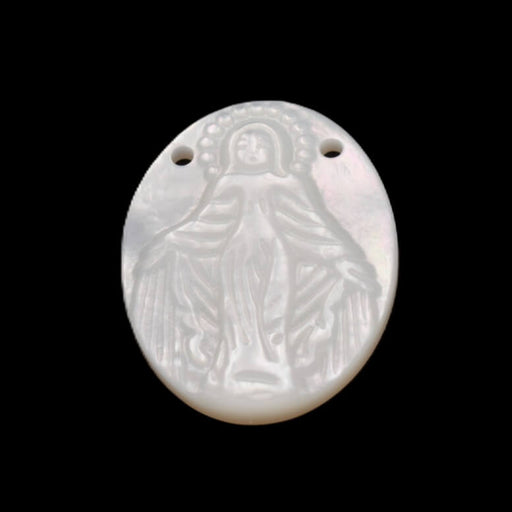 Nacre blanche - médaille Vierge Marie - 20x15mm (1)