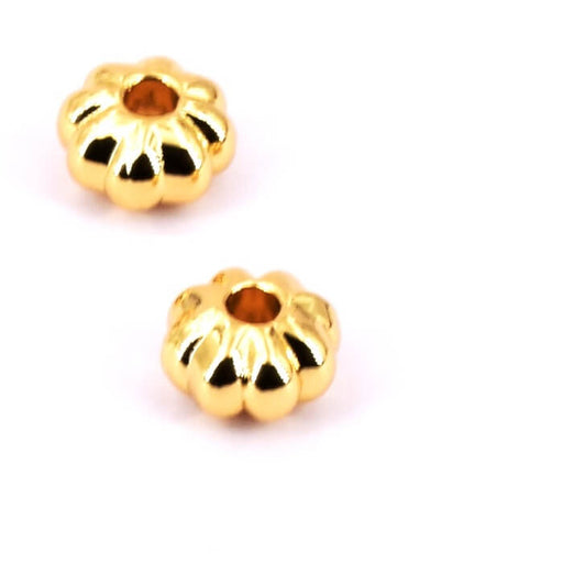 Kaufen Sie Perlen in der Schweiz Perle Kürbisform, Messingblitzgold - 7x4,5mm - Loch: 2mm (2)