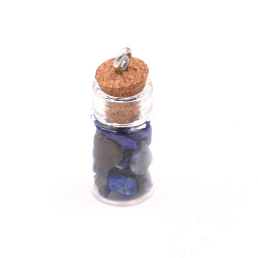 Kaufen Sie Perlen in der Schweiz Glasflaschenanhänger mit Lapislazuli-Chips 18x10mm (1)