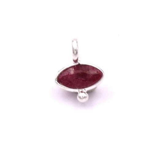 Kaufen Sie Perlen in der Schweiz Rubin-Oval-Augen-Anhänger, gefasst in 925er Silber – 7 x 9 mm (1)