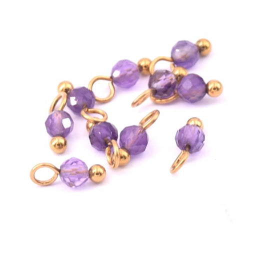 Kaufen Sie Perlen in der Schweiz Tiny Charms Amethyst Perlenanhänger 3mm goldener Stahl (10)