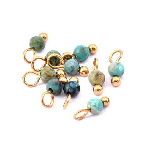 Kaufen Sie Perlen in der Schweiz Winziger Perlenanhänger aus afrikanischem Türkis 3 mm goldener Stahl (10)