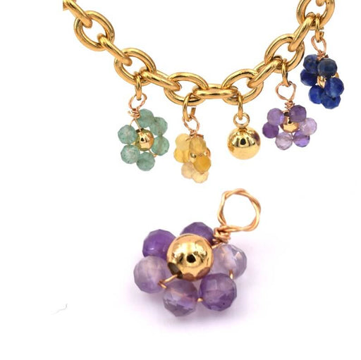 Kaufen Sie Perlen in der Schweiz Blumenanhänger aus Amethyst facettierte Perlen und Goldkupfer 10x14mm (1)