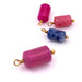 Pendentif tube jade teinté fuchsia et acier doré 15x6mm - Trou: 1mm (1)