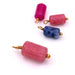 Pendentif tube jade teinté rose et acier doré 15x6mm - Trou: 1mm (1)