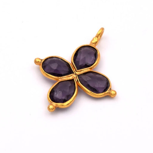 Achat Pendentif fleur croix améthyste argent 925 doré qualité 24x19mm (1)