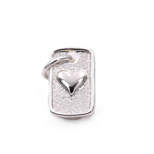 Achat Pendentif charm rectangle avec coeur en laiton argenté 10x7mm (1)