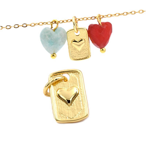 Achat Pendentif charm rectangle avec coeur en laiton doré 10x7mm (1)