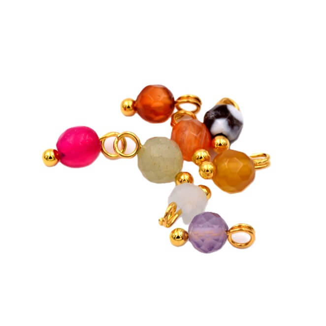 Pendentif breloque mix de pierres 4mm - Trou: 1mm