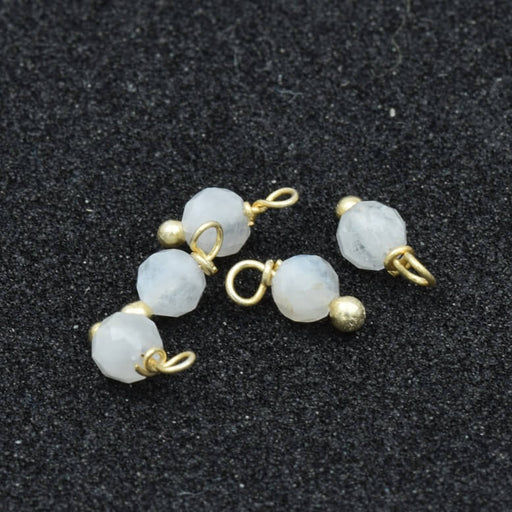 Facettierter Mondstein-Anhänger 3.5 mm. Goldmessingstift – Loch: 0.8 mm (5)