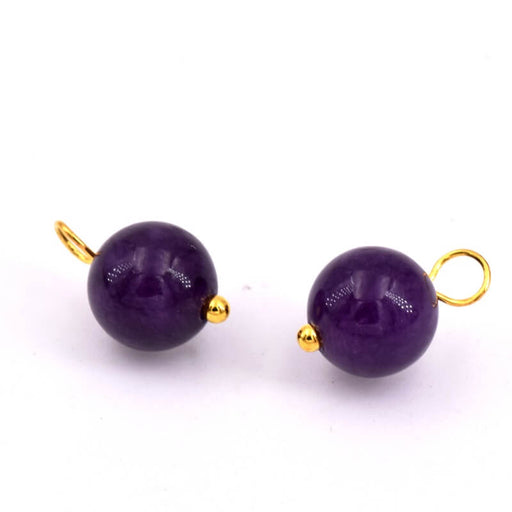 Pendentif rond en améthyste 8mm - Trou: 3mm (2)
