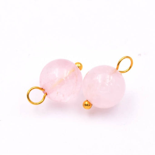 Pendentif rond en quartz rose 8mm - Trou: 3mm (2)