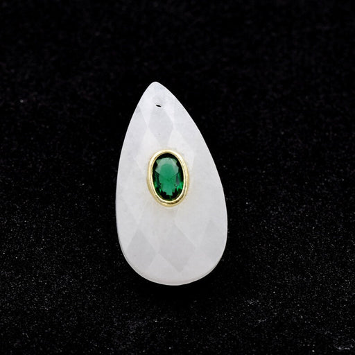 Pendentif goutte cristal de quartz à facette et zircon 25x14mm (1)