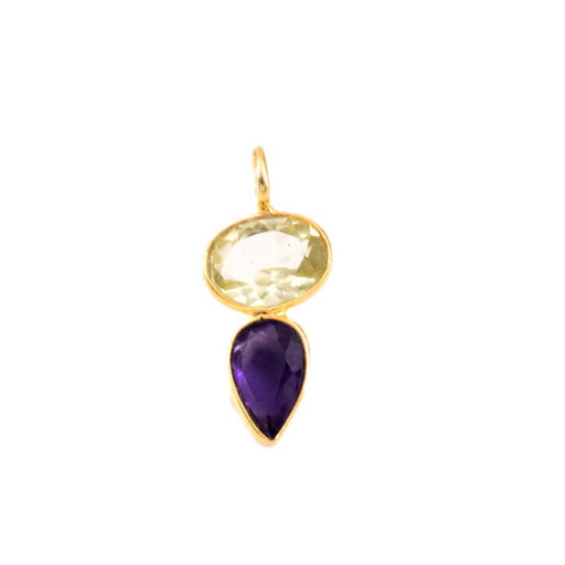 Pendentif en améthyste et citrine 15x9mm - Trou: 2mm (1)