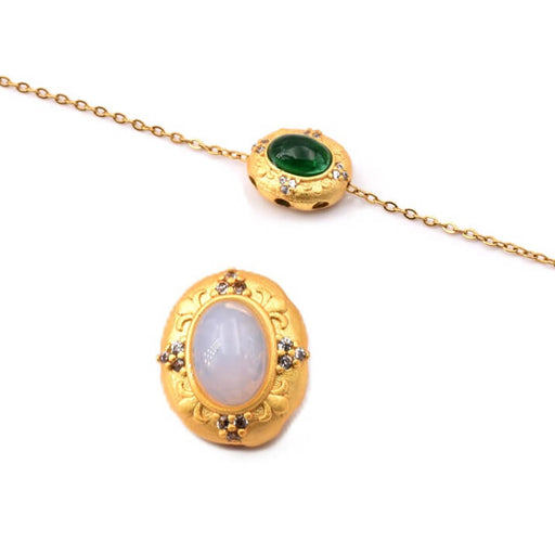 Ovale Mehrstrangperle – Mattgoldmessing – 12 x 10 mm – Opalit (1)