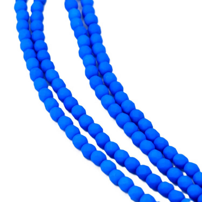 Perles Facettes de Bohème Neon electric blue 4mm (50)