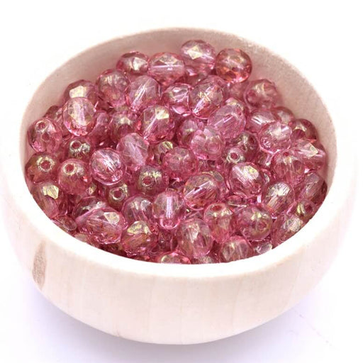 Kaufen Sie Perlen in der Schweiz Firepolish Facettierte Perle Transparent Topaz Pink 6mm (50)