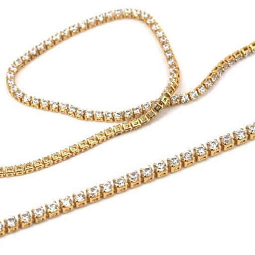 Kaufen Sie Perlen in der Schweiz Quadratische Zirkoniasteine in goldenem Messing 1.7mm (10cm)