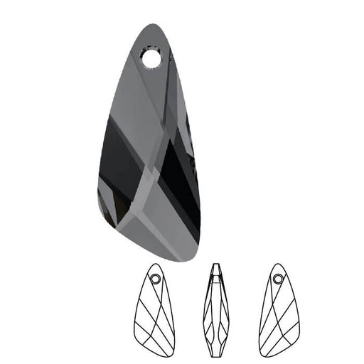 Kaufen Sie Perlen in der Schweiz Österreichischer Kristallflügelanhänger 6690 Crystal Silver Night 23mm (1)