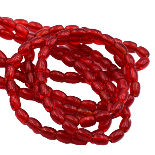 Perle grain de riz de Bohème siam 6x4mm (1 Fil)