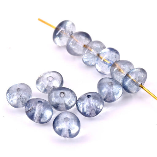 Perle rondelles baroques Bohème Luster Transparent Blue 6-8mm (10g)