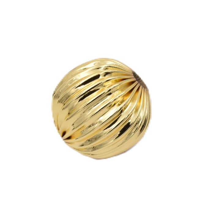 Perles rondes rainurée en laiton doré 15mm - Trou: 3.5mm (1)