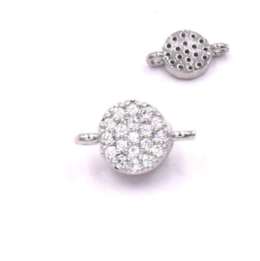 Kaufen Sie Perlen in der Schweiz Verbindungsstück rund rhodiniertes Messing. Zirkon 10 x 6 mm – Loch: 0.8 mm (1)