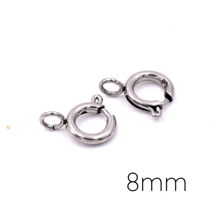 Fermoirs ronds acier inoxydable à ressort 8mm (2)