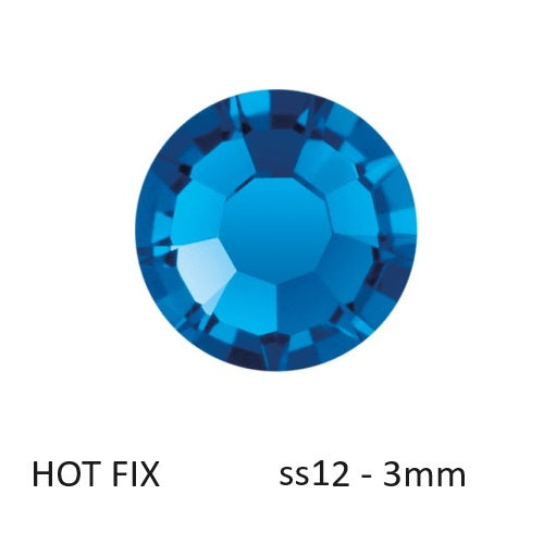 Kaufen Sie Perlen in der Schweiz Preciosa Flatback Hotfix Strasssteine ​​Capri Blue – ss12-3mm (80)