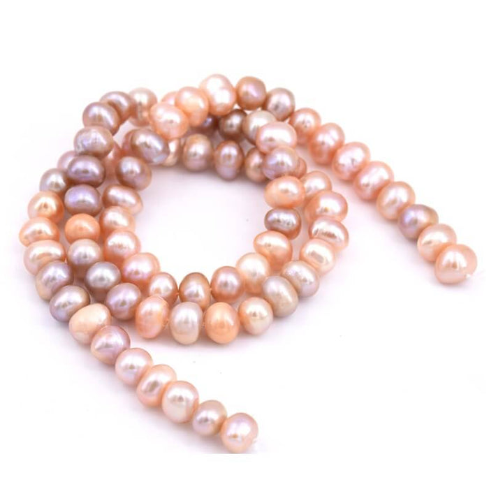 Süßwasserperle Puderrosa-Beige Kartoffel 5–5.5 x 7 mm (1 Strang – 40 cm)