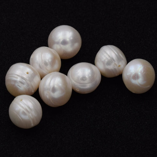 Perle d'eau douce ronde potatoe blanche 12mm - Trou: 0.5mm (5)