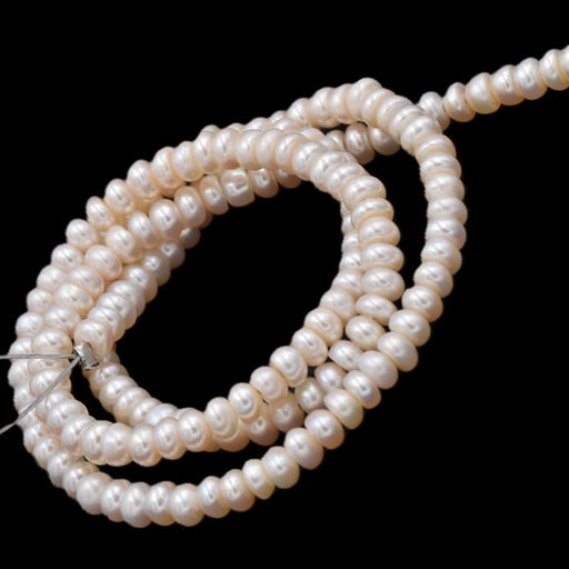 Achat Perles d'eau douce bouton rondelle white cream - 4x2mm - Trou: 0.5mm (1 fil)