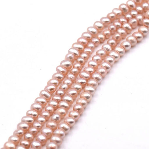 Achat Perle d'eau douce ronde potatoe rose soie 3.5-4mm (1 fil-37cm)