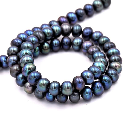 Kaufen Sie Perlen in der Schweiz Süßwasserperlen Rondell-Form Tahitian-Grau 8 x 5 mm (1 Strang)