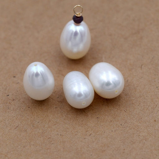 Kaufen Sie Perlen in der Schweiz Weiße Reiskorn-Süßwasserperle 8-8,5 mm (4)