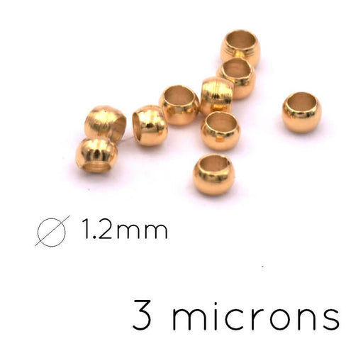 Quetschperle vergoldet 3 Mikron - 2mm - Loch: 1.2mm (10)