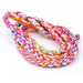 Cordon tressé en polyester rose blanc bleu et jaune 4mm (50cm)