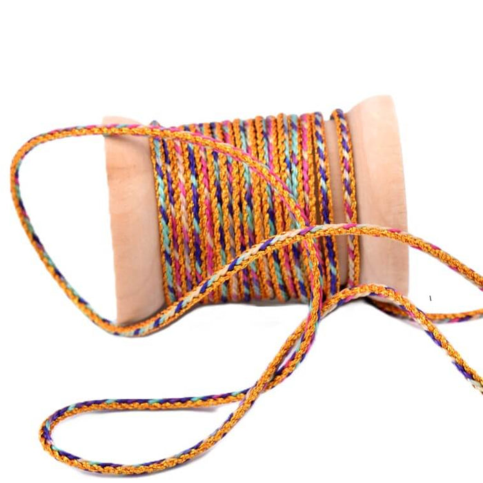 Geflochtene Nylonschnur – Türkis- Weiß- Rosa und Blau – 2 mm (5 m)