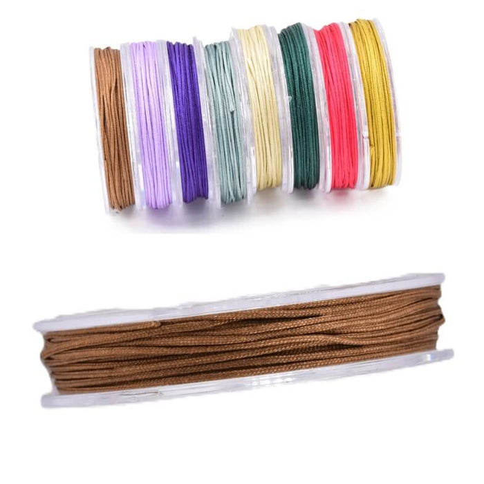 Cordon Tressé en Nylon - 0.8mm - marron chocolat - Bobine de 8m (1)