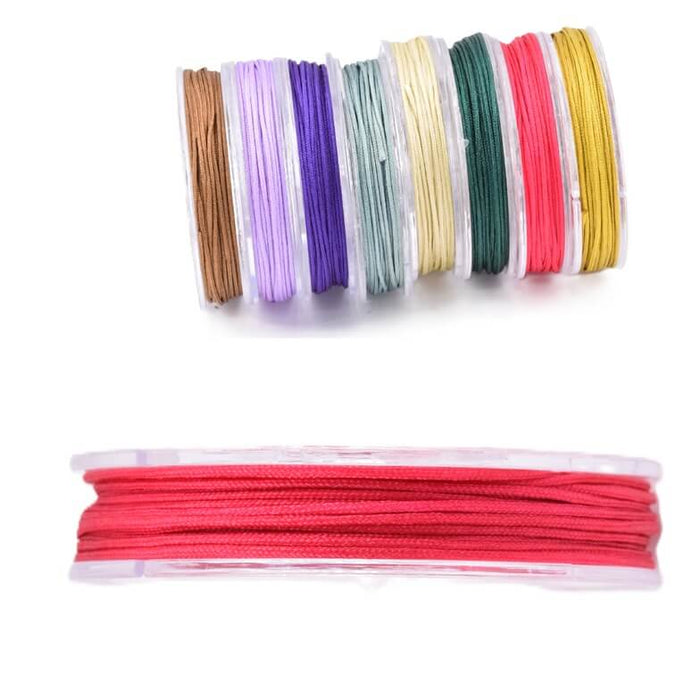Cordon Tressé en Nylon - 0.8mm - rose camélia - Bobine de 8m (1)