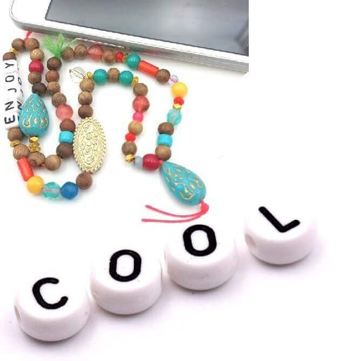 Mot COOL - 4 perles lettres rondes 7mm (1 mot)